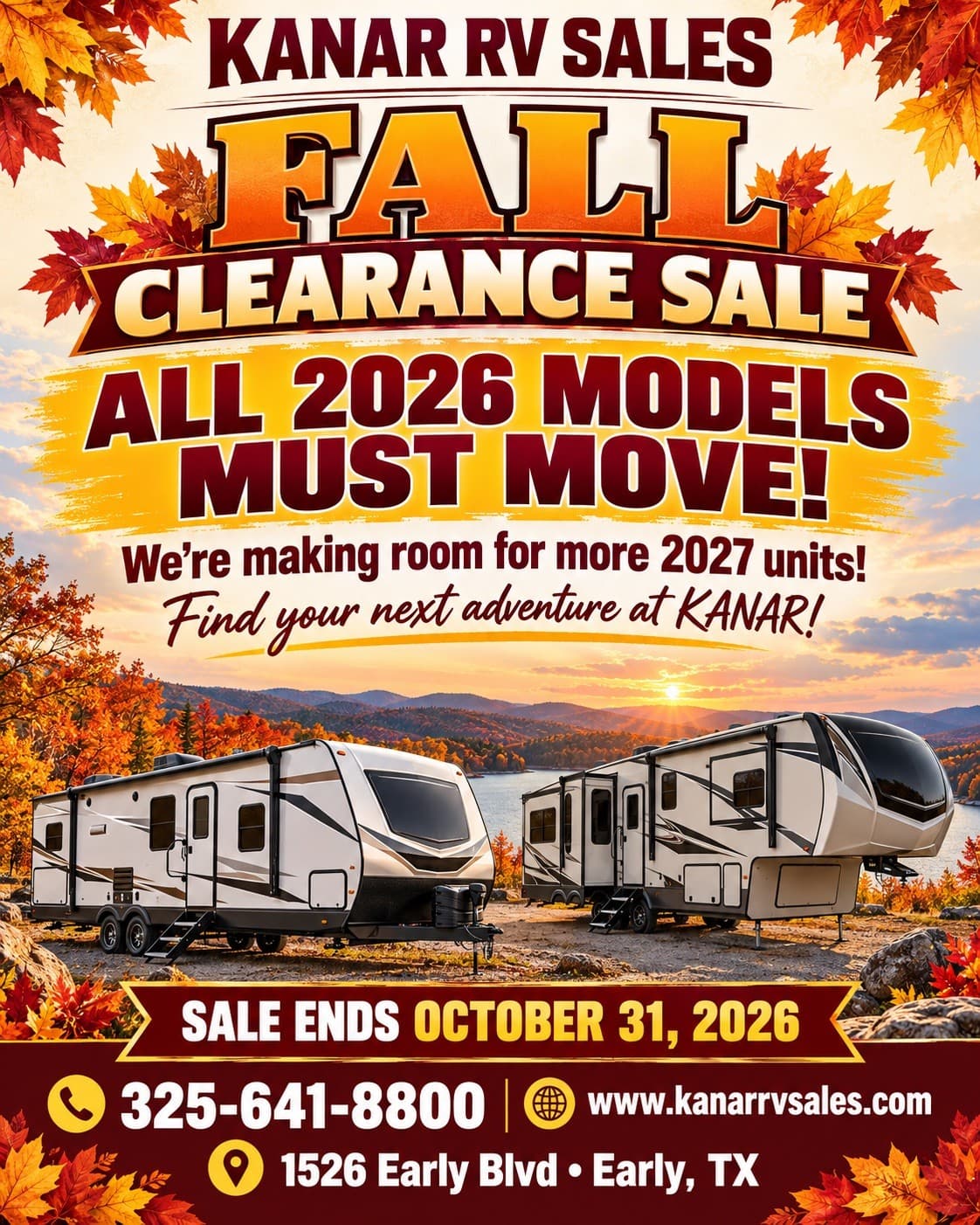 Kanar RV Fall Clearance Sale